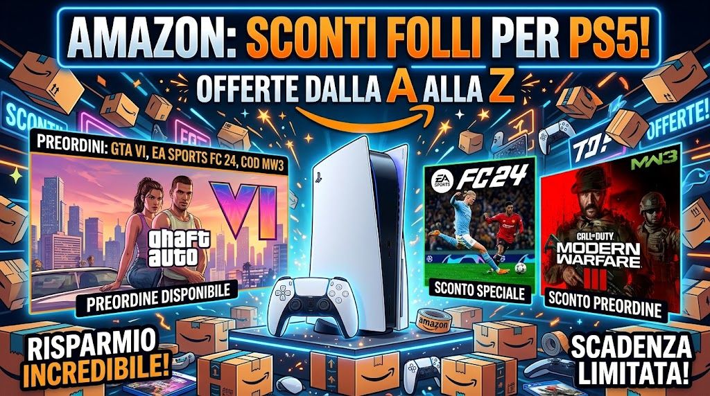 Amazon lancia le Offerte dalla A alla Z: sconti imperdibili su GTA 6, Call of Duty e EA Sports FC per PS5