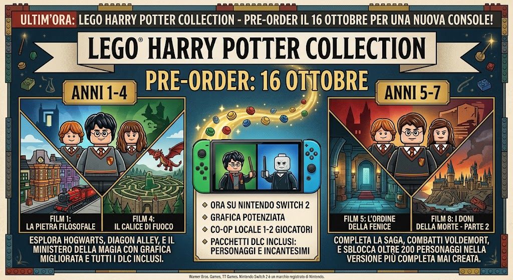 LEGO Harry Potter Collection annunciata per Nintendo Switch 2: preordini dal 16 ottobre