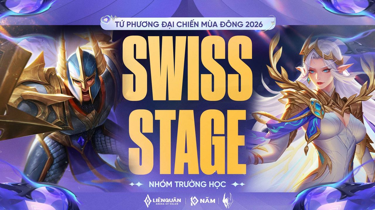Tứ Phương Đại Chiến Mùa Đông 2026: Swiss Stage nhóm Trường Học chính thức khởi tranh với 8 đội tuyển đại học
